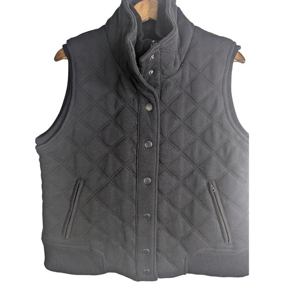Aeropostale Black Qulted Cotton Blenad Vest Full zipper snaps Men's sz XL - Picture 2 of 10